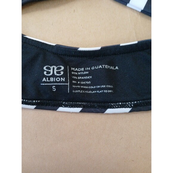 Albion Fit Frankie Game Changer Crop Top Swimsuit Size S Black White Striped - Picture 5 of 5